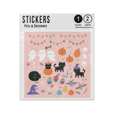 Picture of Halloween Party Elements Banners Ghosts Pumpkins Cats Sweets Bats Sticker Sheets Twin Pack