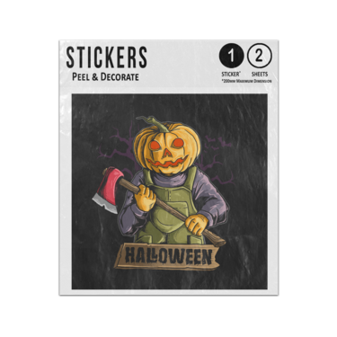 Picture of Halloween Pumpkin Character Holding Axe Sticker Sheets Twin Pack