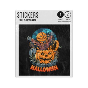 Picture of Halloween Pumpkin Characters Jumping Out Of Grave Sticker Sheets Twin Pack