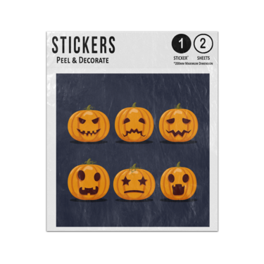 Picture of Halloween Pumpkin Drawing Face Expressions Set Sticker Sheets Twin Pack