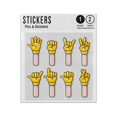 Picture of Hand Gestures Fingers Crossed Pointing Horn Sign Waving Peace Set Sticker Sheets Twin Pack