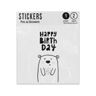 Picture of Happy Birthday Cute Bear Hand Drawn Line Character Sticker Sheets Twin Pack