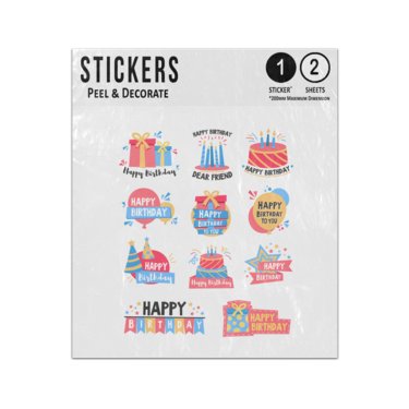 Picture of Happy Birthday Friend To You Banners Presents Balloons Labels Sticker Sheets Twin Pack
