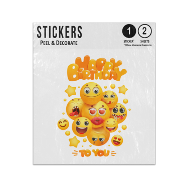 Picture of Happy Birthday To You 3D Yellow Smileys Facial Expressions Characters Sticker Sheets Twin Pack
