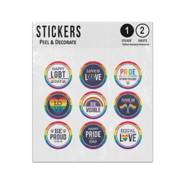 Picture of Happy Lgbt Day Be Proud June 28 Equal Love Circle Shapes Sticker Sheets Twin Pack