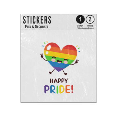 Picture of Happy Pride Cute Lgbt Heart Character Peace Sign Sticker Sheets Twin Pack