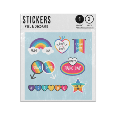 Picture of Happy Pride Day Hashtag Lgtb Equal Love Label Badges Set Sticker Sheets Twin Pack