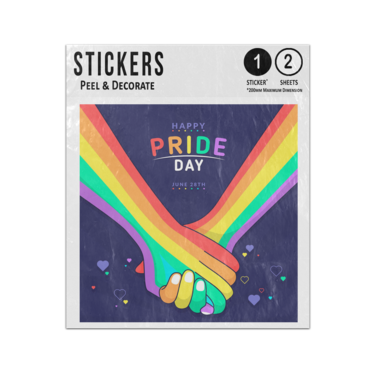 Picture of Happy Pride Day June 28Th Rainbow Coloured Holding Hands Sticker Sheets Twin Pack