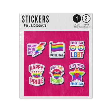 Picture of Happy Pride Day Lgbt Love And Proud Love Wins Rainbow Flag Peace Sticker Sheets Twin Pack
