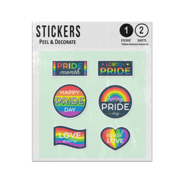 Picture of Happy Pride Day Lgbtq Love Wins Badge Collection Sticker Sheets Twin Pack