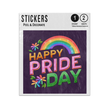Picture of Happy Pride Day Message With Big Rainbow And Colourful Flowers Sticker Sheets Twin Pack