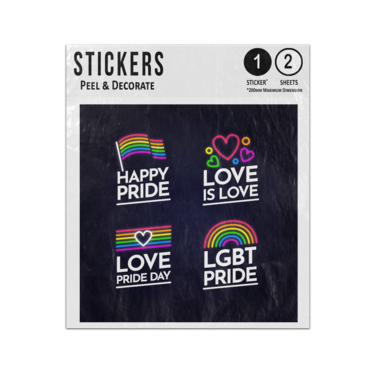 Picture of Happy Pride Love Is Love Lgbt Pride Flag Heart Rainbow Collection Sticker Sheets Twin Pack