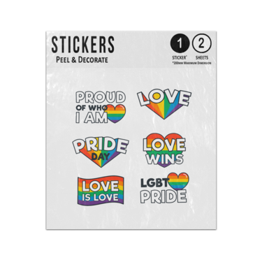 Picture of Happy Pride Proud Love Wins Lgbtq Wins Peace Rainbow Messages Sticker Sheets Twin Pack