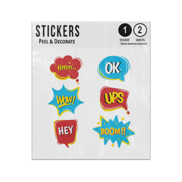 Picture of Hmm Ok Wow Ups Hey Boom Comic Speech Bubbles Set Sticker Sheets Twin Pack