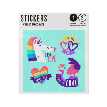 Picture of Just Love Feeling Sharing Pride Day Messages People Heart Doodles Sticker Sheets Twin Pack