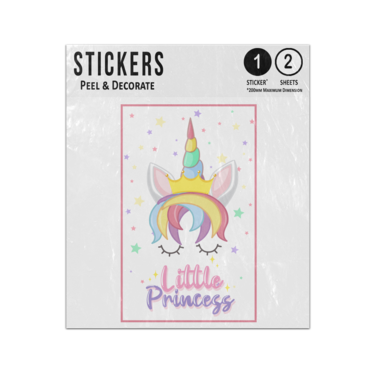 Picture of Little Princess Pastel Drawing Unicorn Head Sleeping Eyes Closed Sticker Sheets Twin Pack