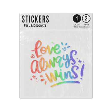 Picture of Love Always Wins Lettering Colourful Rainbow Text Sticker Sheets Twin Pack