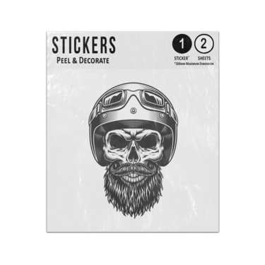 Picture of Monochrome Vintage Skull Motorbike Rider With Beard Sticker Sheets Twin Pack