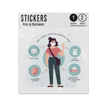 Picture of New Normal Lifestyle Essential Items For People Infographics Sticker Sheets Twin Pack