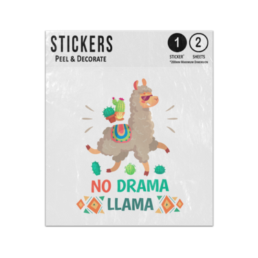 Picture of No Drama No Llama Alpaca Cactus Cartoon Drawing Sticker Sheets Twin Pack