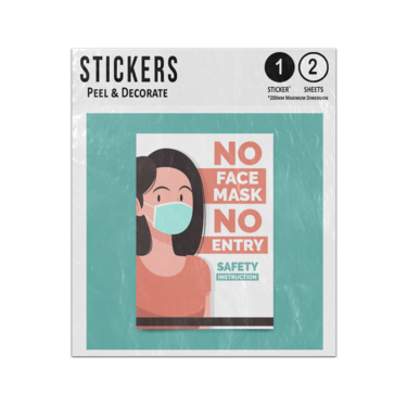 Picture of No Face Mask No Entry Safety Instructions Sticker Sheets Twin Pack