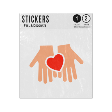 Picture of Open Hands Holding Red Heart Silhouette Drawing Sticker Sheets Twin Pack