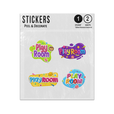 Picture of Play Room Label Text Colourful Badges Sticker Sheets Twin Pack