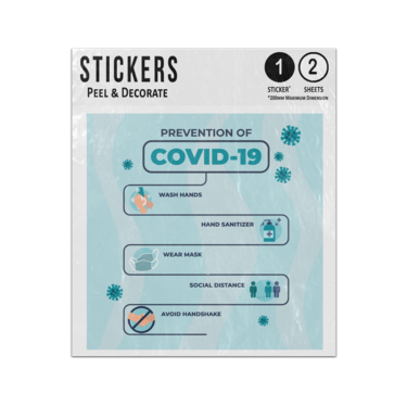 Picture of Prevention Of Virus Wash Hands Sanitiser Wear Mask Social Distance Sticker Sheets Twin Pack
