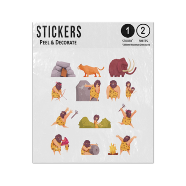 Picture of Primitive People Stone Age Cartoon Cavemen Sticker Sheets Twin Pack