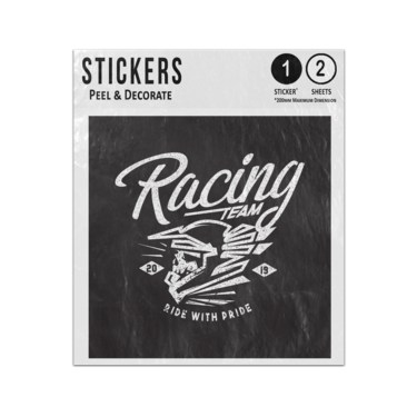 Picture of Racing Team Ride With Pride Motorcycle Helmet Black And White Sketch Sticker Sheets Twin Pack