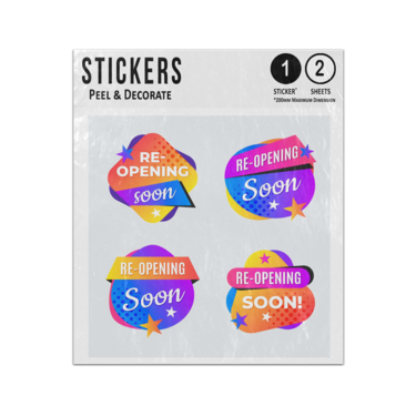 Picture of Reopening Soon Message Badges Sticker Sheets Twin Pack