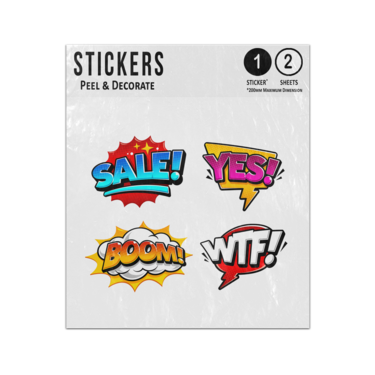 Picture of Sale Yes Boom Wtf Speech Bubble Badge Collection Sticker Sheets Twin Pack