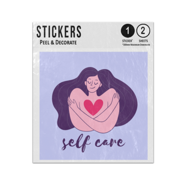 Picture of Self Car Lettering Text With Big Hearted Women Hugging Herself Sticker Sheets Twin Pack