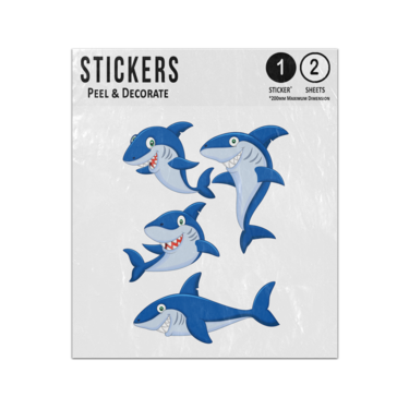 Picture of Smiling Shark Posing Cartoon Drawings Collection Sticker Sheets Twin Pack