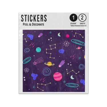 Picture of Space Night Sky Stars Planets Moons Constellations Illustrations Sticker Sheets Twin Pack