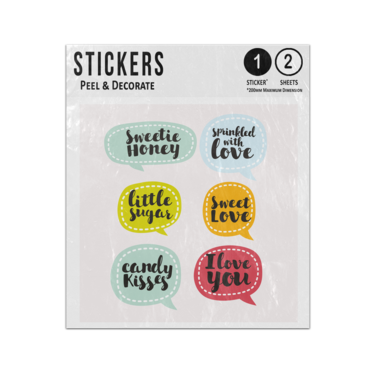 Picture of Sweetie Honey Little Sugar Candy Kisses I Love You Speech Bubbles Sticker Sheets Twin Pack