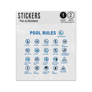 Picture of Swimming Pool Rules Advice Guidance Symbols  Sticker Sheets Twin Pack