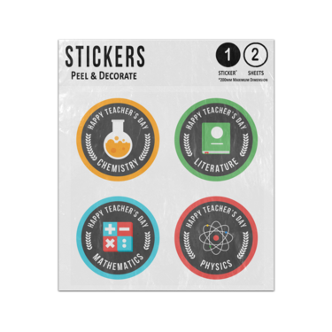 Picture of Teachers Day Chemistry Literature Mathematics Physics Badges Sticker Sheets Twin Pack