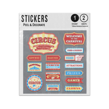 Picture of Vintage Travelling Circus Carnival Show Tickets Signs Adverts Sticker Sheets Twin Pack