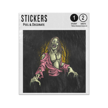 Picture of Zombie With Long Hair And Ripped Shirt Illustration Sticker Sheets Twin Pack