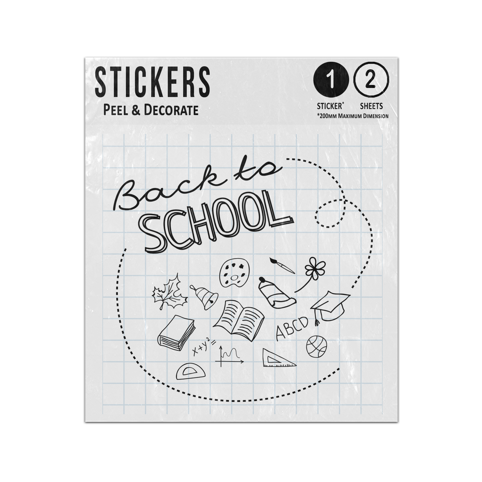 Picture of Autumn Back To School Lettering Items Squared Paper Doodles Sticker Sheets Twin Pack