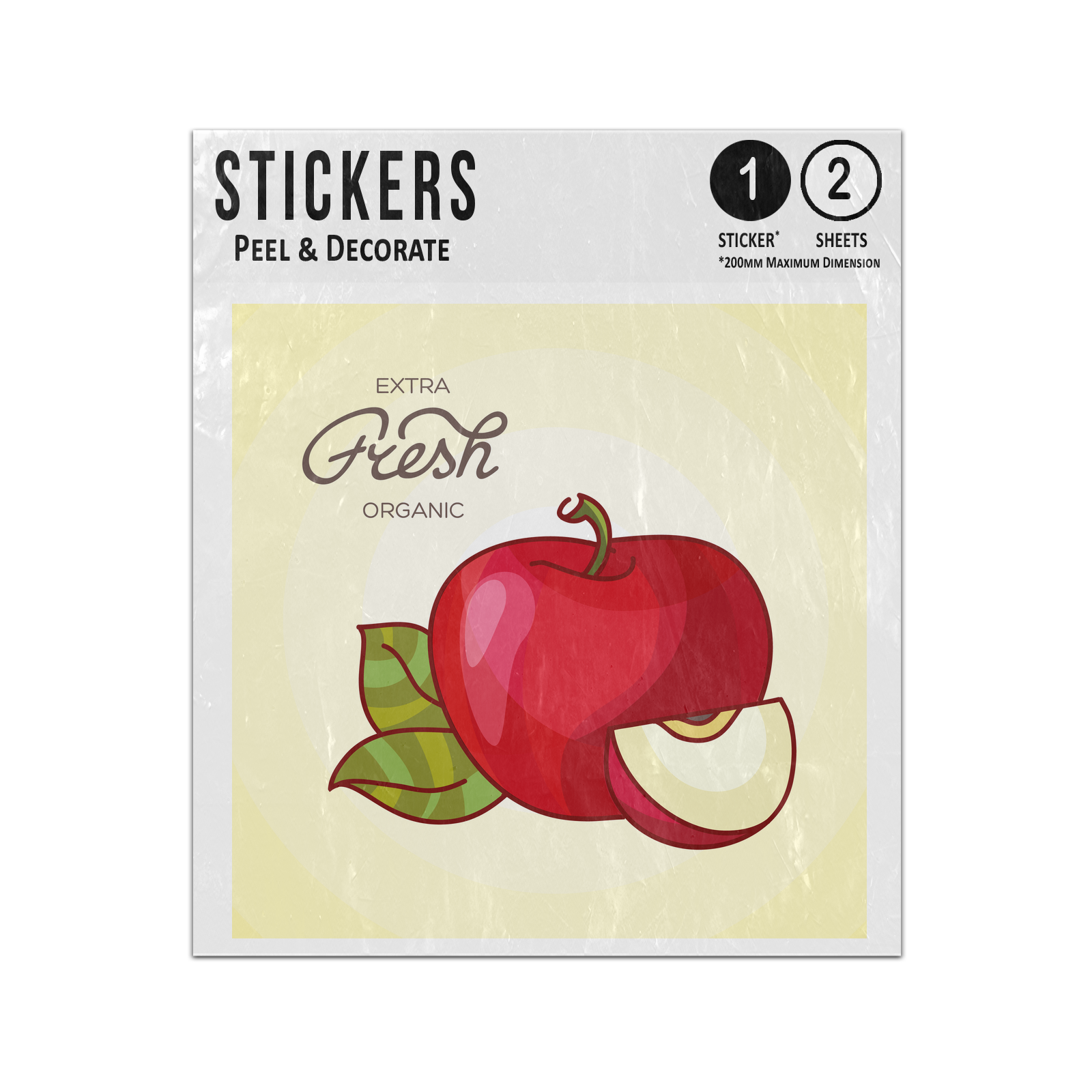 Picture of Autumn Big Shiny Red Apple Harvest Fruit Leaf Bite Juicy Sticker Sheets Twin Pack