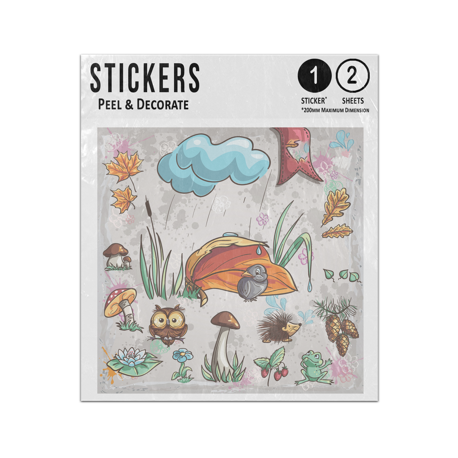 Picture of Autumn Bird Animal Fungi Flowers Forest Items Nature Wood Sticker Sheets Twin Pack