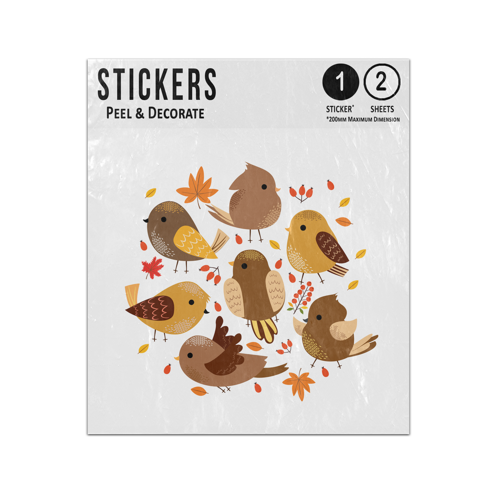 Picture of Autumn Bird Collection Cute Leaves Berries Flock Gathering Sticker Sheets Twin Pack