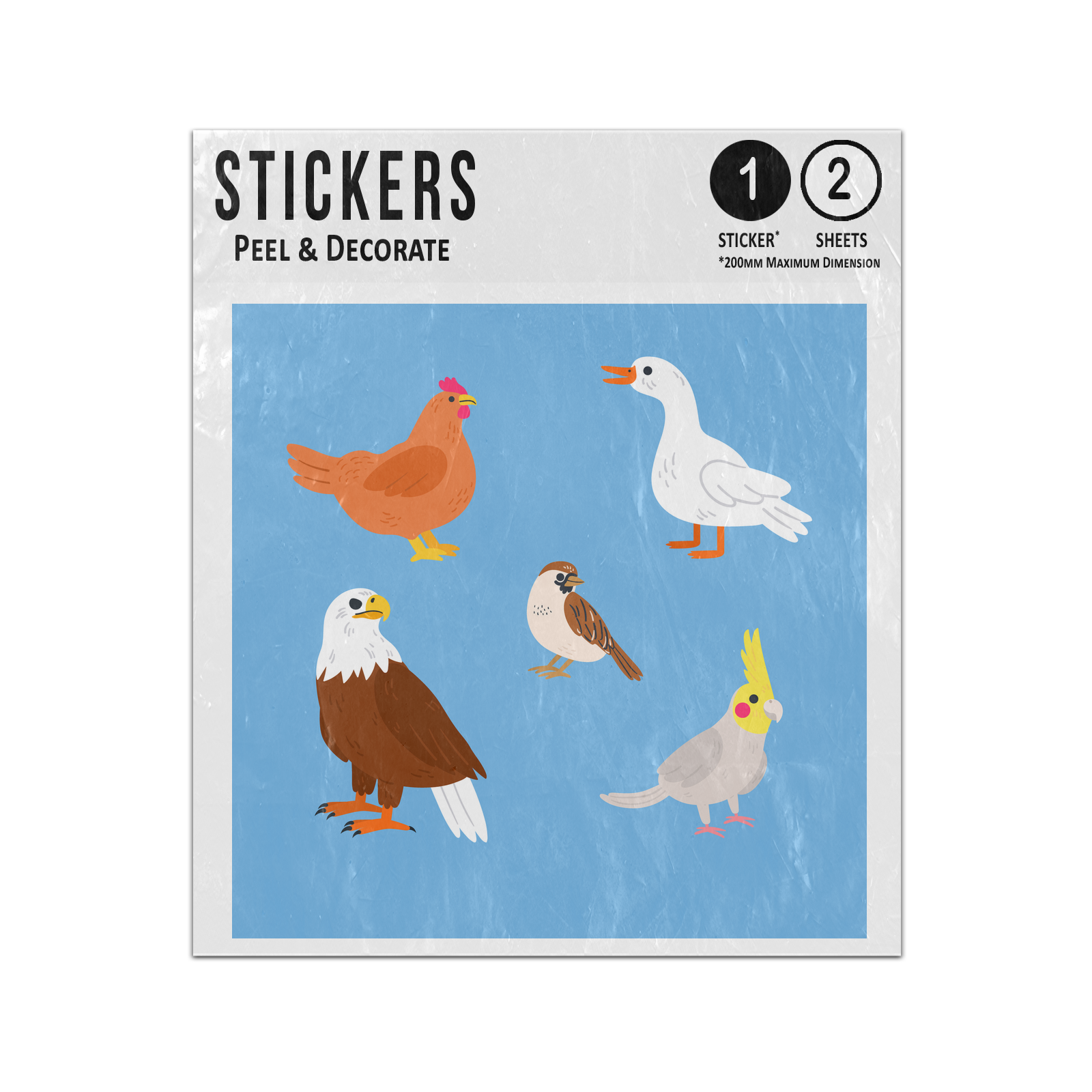 Picture of Autumn Bird Collection Eagle Hen Turkey Goose Chicken Sticker Sheets Twin Pack