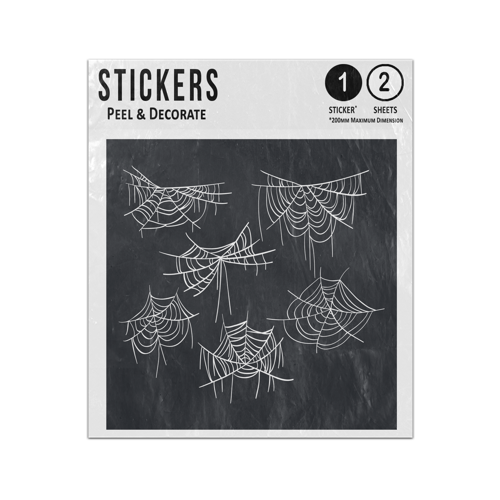 Picture of Autumn Cobweb Patterns Halloween Spider Drawing Black White Sticker Sheets Twin Pack