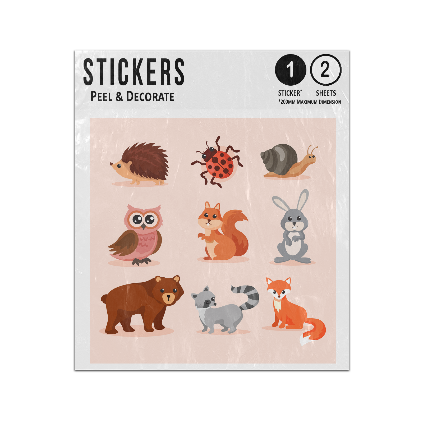 Picture of Autumn Forest Animal Collection Ladybird Snail Owl Bear Sticker Sheets Twin Pack