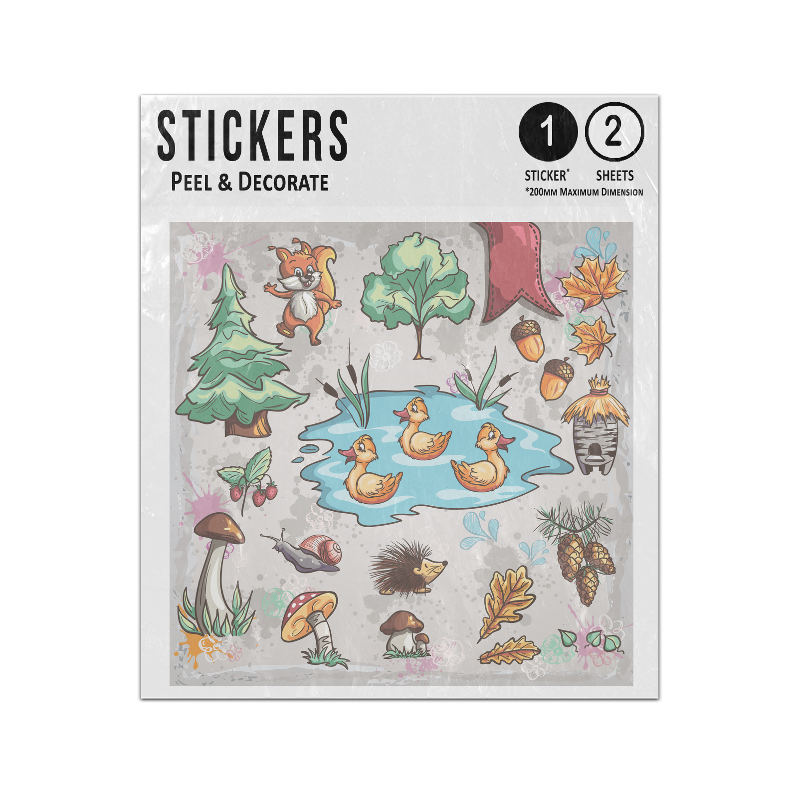 Picture of Autumn Forest Images Trees Animals Hedgehog Duck Snail Pond Sticker Sheets Twin Pack