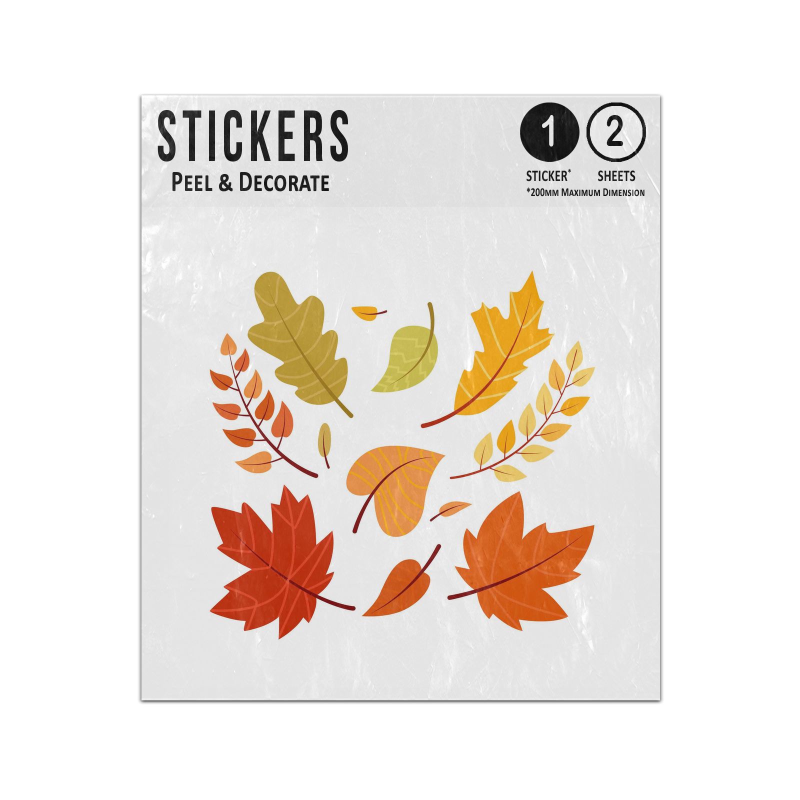 Picture of Autumn Forest Leaf Collection Pattern Orange Yellow Falling Sticker Sheets Twin Pack