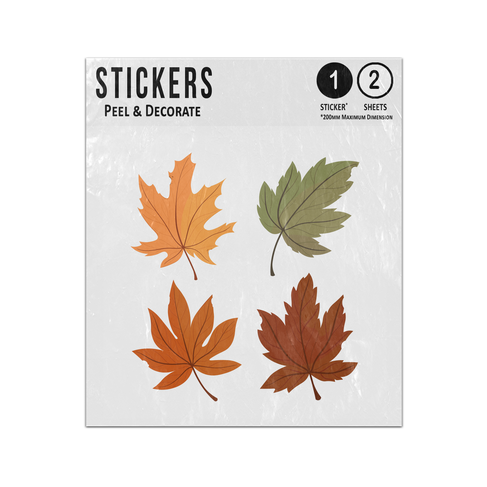 Picture of Autumn Four Leaves Leaf Maple Green Orange Brown Sticker Sheets Twin Pack